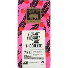 Endangered Species Chocolate Vibrant Cherries Dark Chocolate 3 Oz