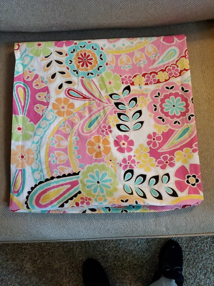 Pottery Barn Teen Shower Curtain Pink Cotton 72x72 Paisley Multicolor One Size  - Image 2 of 4