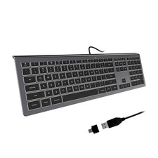 USB Wired Keyboard For Mac White Backlight FullSized Plug And Play Office