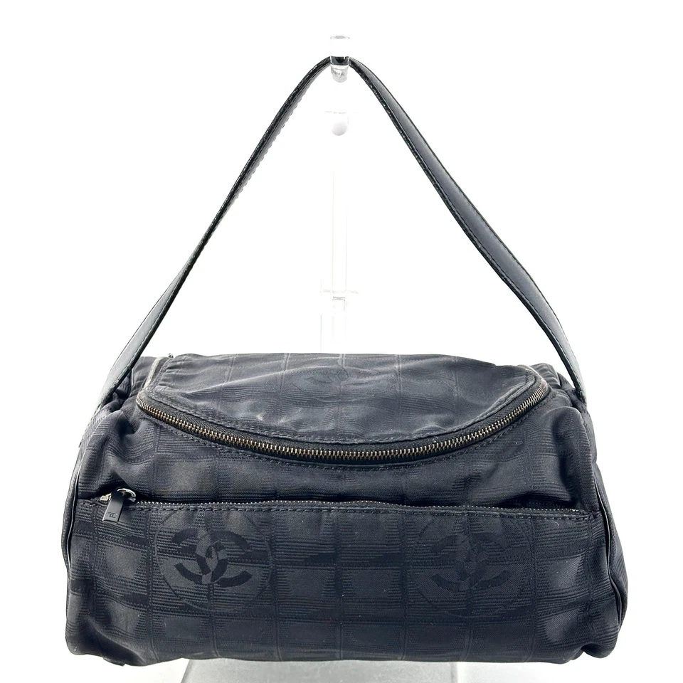 CHANEL Nuevo Bolso de Hombro Línea de Viaje Nylon Bolso de Mano Negro Auténtico Foto 3 de 4