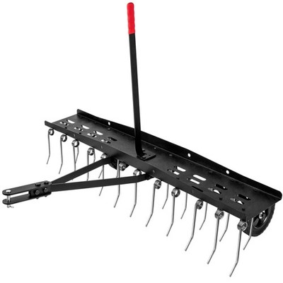 48inch Tow Behind Dethatcher with 24 Spring Steel Tines,Lawn Sweeper Garden G...