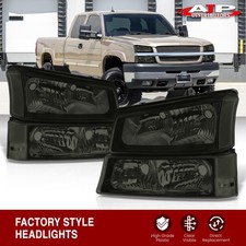 4pc Smoke Amber Headlights Bumper Lamp For 2003-2006 Chevy Silverado 1500 2500