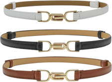 3 PCS Women Skinny Leather Belt, Adjustable Thin Waist Belts Fashion Ladies Belt