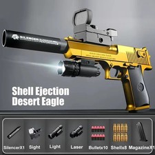 Toy Gun Desert Eagle Pistol Shell Soft Bullet Continuous Throwing Gold Ejecting