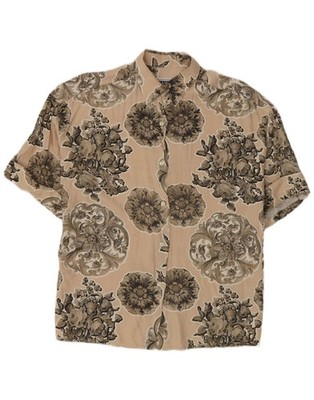 Camel Active Womens Short Sleeve Shirt EU 42 Large Beige Floral Viscose DK02