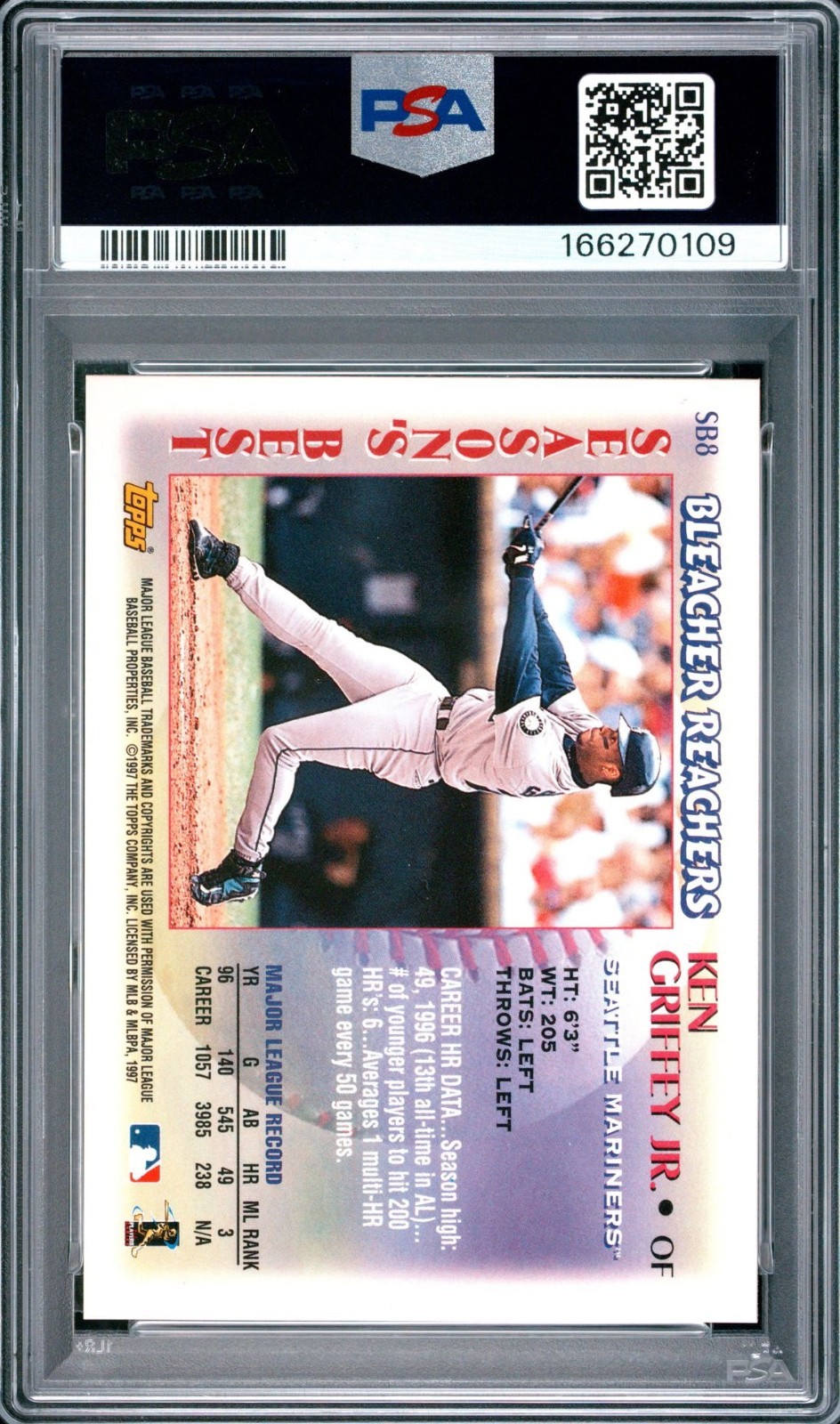 1997 Topps - Season's Best Bleacher Reachers Ken Griffey Jr #SB8 - PSA 9 view 2