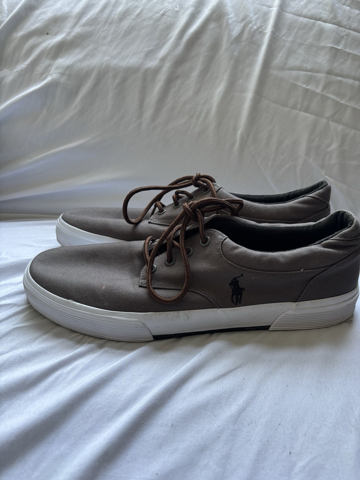 Polo Ralph Lauren Felton Pony Logo Canvas Sneakers Casual Uomo 12D Grigio Nero