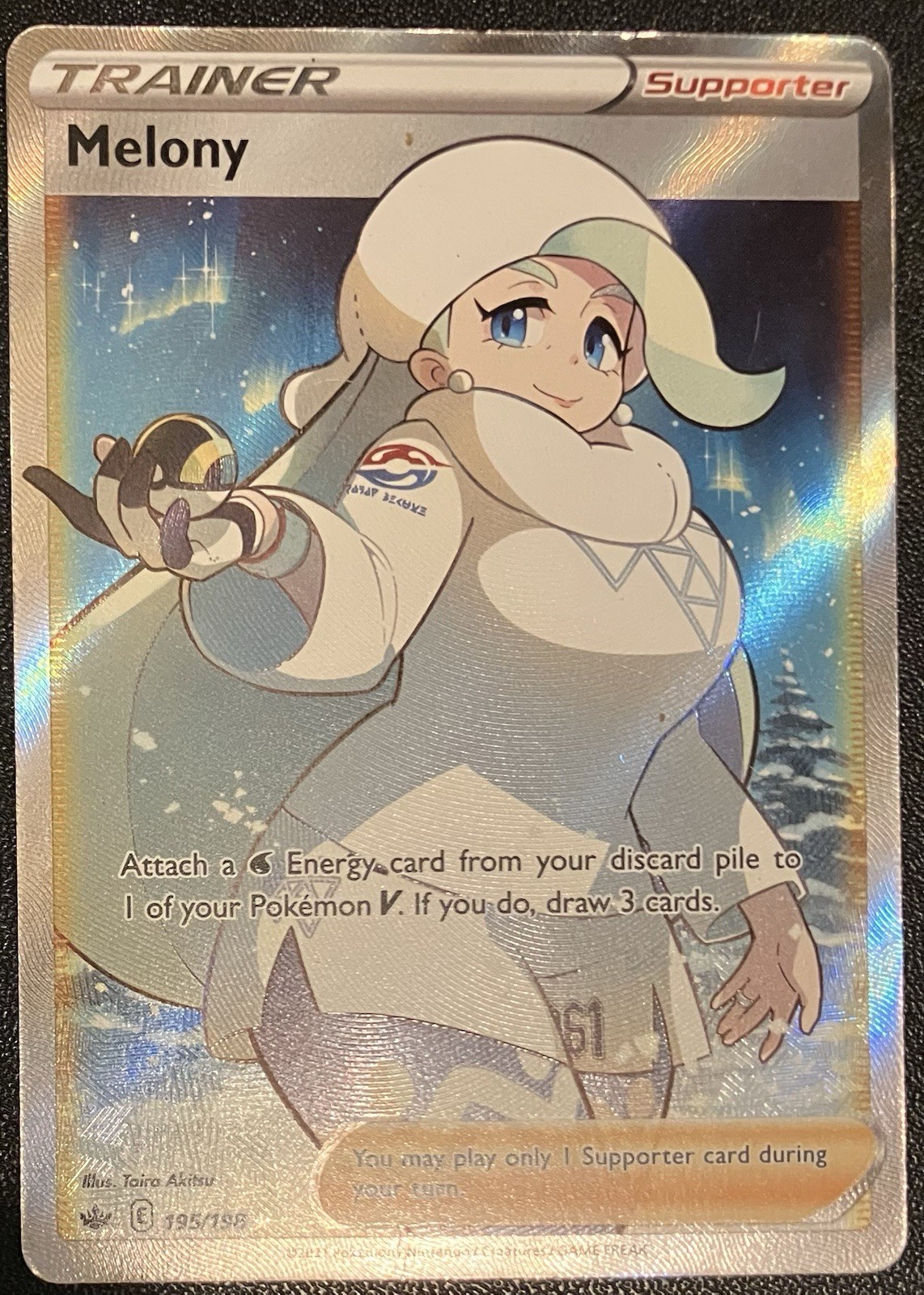 Pokemon TCG Card Melony 195/198 Chilling Reign Full Art Ultra Rare Trainer MP