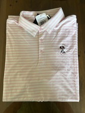 NWT MEN'S ADIDAS ULTIMATE STRIPE POLO, SIZE: L, COLOR: PINK/WHITE M4.15
