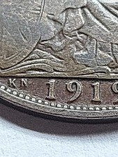 1919 KN George V Penny  Kings Norton Mint Rare WWI Issue British Bronze Coin #67