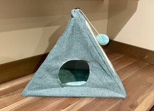 Covered Cat Bed Cave - With Scratcher And Toy - Collapsible - 20” X 10” X 15”H