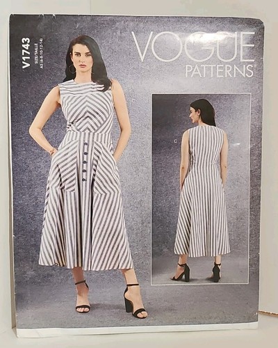 Abito Misses Vogue V1743 modello cucito taglia 6 - 14 non tagliato - Foto 1 di 3