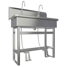 Sani-Lav 54Fsl Floor Mount, 2 Hole, Dual Foot Pedal, Silver, Wash Station