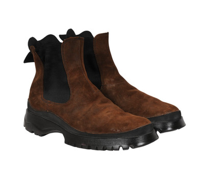 Prada Men Brixxen Chelsea Boots Size US 10.5 UK 9.5 Brown Suede Chunky Sole