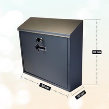 Image of Wall Mounted Large Steel Lockable Mail Box Post Letter Box Grey40071A Buckingham