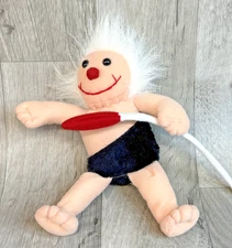 Cloud 9 Dan Brechner  Plush Toy White Hair Red Pom Nose Stick Black Shorts RARE
