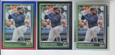 3, 2025 Donruss JUNIOR CAMINERO Red Blue Foil, Optic Black Circles, Base Rays 40