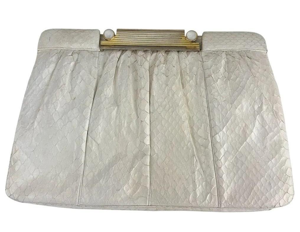 Judith Leiber White Python Leather Convertible Cl… - image 2