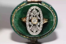 Art Deco Style Lab-Created Diamond Pretty Cocktail Wear Ring 14k Yellow Gold FN