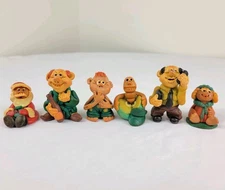 Comical Clay Vintage Sculptures Handmade Figures 1 - 2" Set Of 6 Claymation