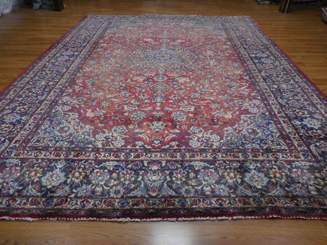 Geometric Turkish Vintage Rug,Turkish HandMade Anatolian Tribal Rug 9.6x13.3 Ft