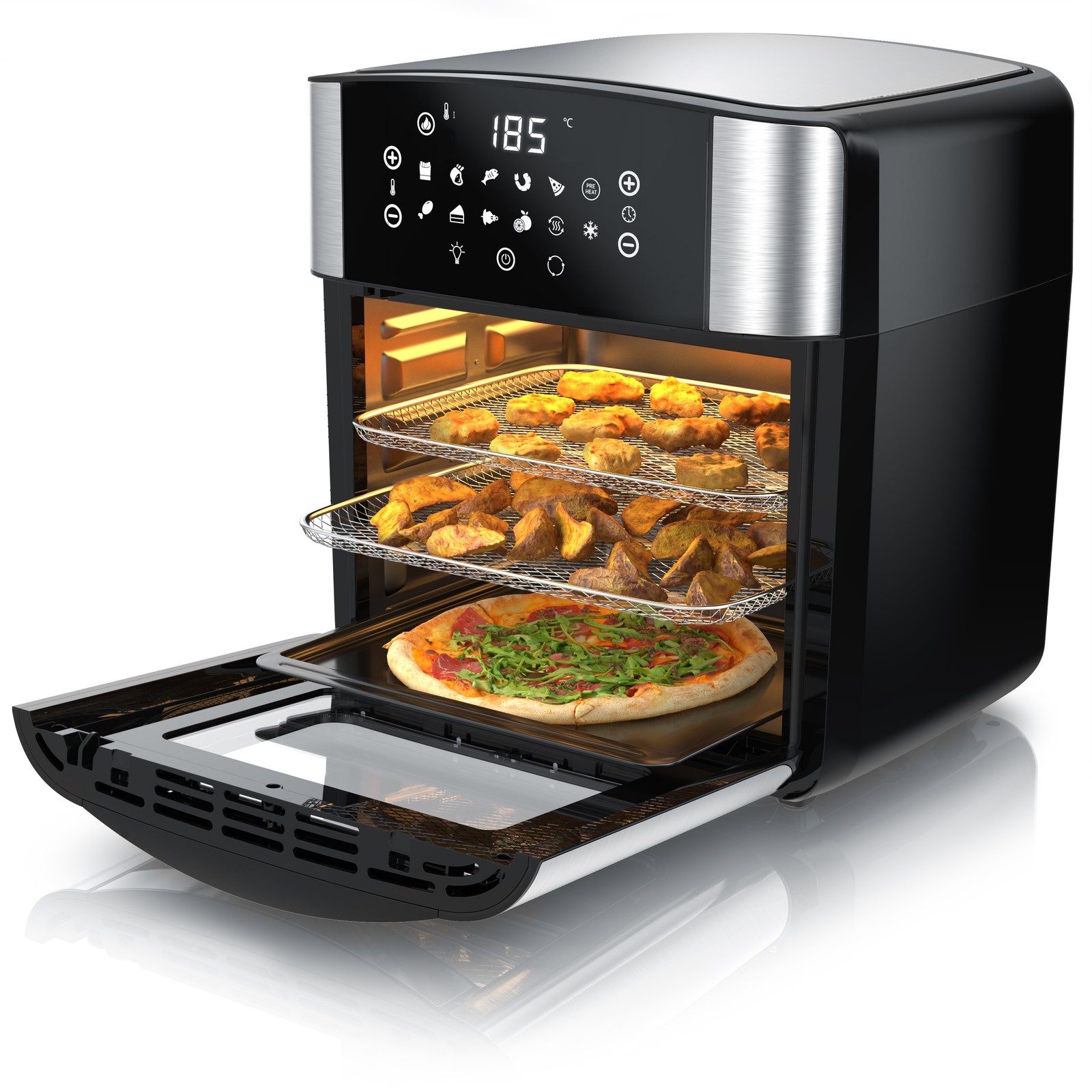 Arendo Multifunktionsofen 16L Backofen Umluft Grill Air Fryer Heißluftfritteuse