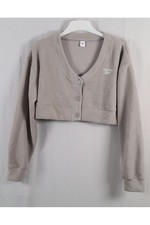 Reebok Womens Sropped Cardingan Sweatshirt Tauoe Grey Size S r1507