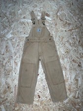 Carhartt Brown Baby Bib Overall Boys Classic Cream Sz 4T