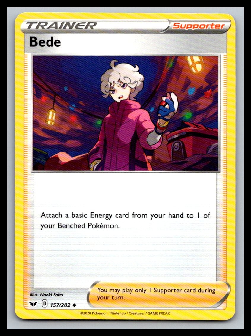 Bede 157/202 Uncommon Sword & Shield Pokemon Near Mint