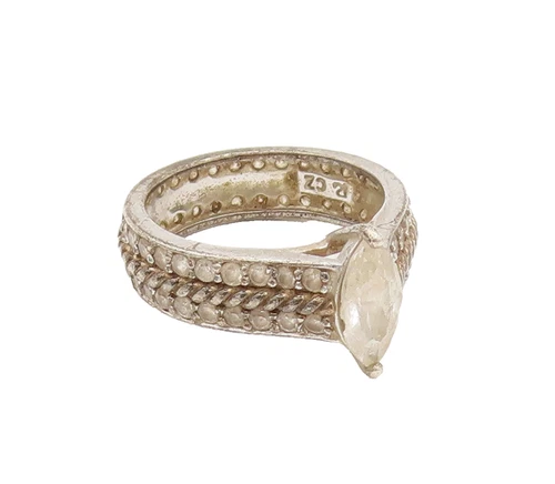 ROSS SIMONS 925 Silver  Vintage Marcus Cut Round CZ Rope Ring Sz 6.75  RG26847