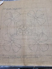 High Tea Rug Hooking Pattern on Burlap 14" X 14"