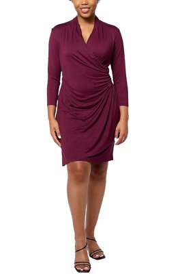 Belle by Kim Gravel Every Occasion Perfect Wrap Dress Bordeaux