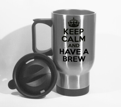 Keep Calm & Have A Brew Reisebecher personalisierbar Tee Kaffeepause Tasse Geschenk