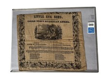 Antique 1853 Uncle Tom's Cabin Printed Kerchief Handkerchief Little Eva Song
