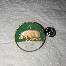 Old Irish 1/2d Painted And Resin. Butterfly Back Pin.1 Inch
