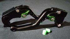 LEVE FRENO E FRIZIONE REGOLABILI KAWASAKI Z750R  ZX6R  Z1000SX CORTE NERO VERDE