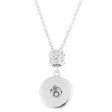 Snap Jewelry Silver Necklace Rhinestone Bead fits 18-20mm Ginger Charms 18"+2"