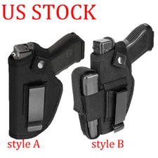 Tactical IWB OWB Waist Belt Gun Holster Concealed Carry Mag Pouch Ambidextrous