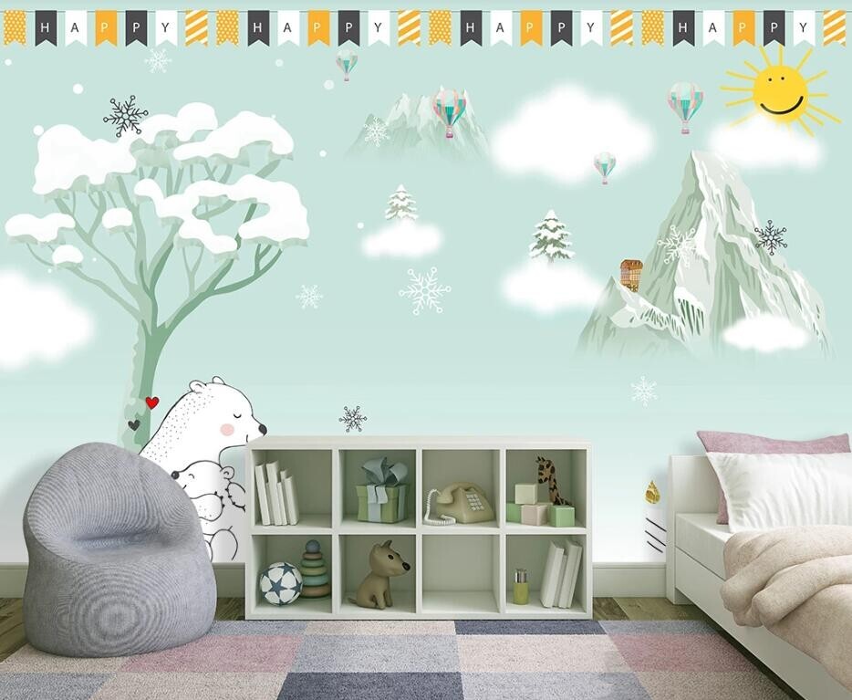 3D Polar Bear Baby G8413 Wallpaper Wall Murals Removable Self-adhesive Honey
