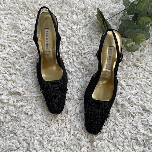 Vintage Ann Marino Black Beaded Heels 