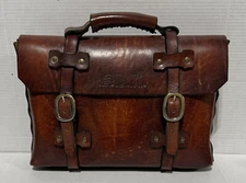 LEATHER HANDMADE Depression Era Briefcase Messenger Bag - Made in USA