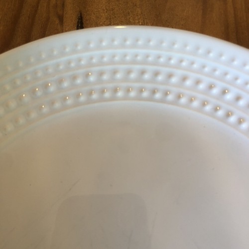 Metceramica Beaded Dinner Plates (2) White Embossed Dot - Picture 2 of 6