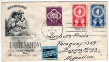 UNITED NATIONS, 1953, AIR MAIL COVER TO ARGENTINA, NICE!