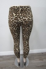  NWT Womens Leopard Print Textured Velour Fleece Lined Pants One Size Fits All