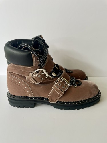 JIMMY CHOO Rare Velvet Breeze Rustic Studded Biker Combat Boots Unworn Sz 39 - Bild 2 von 14