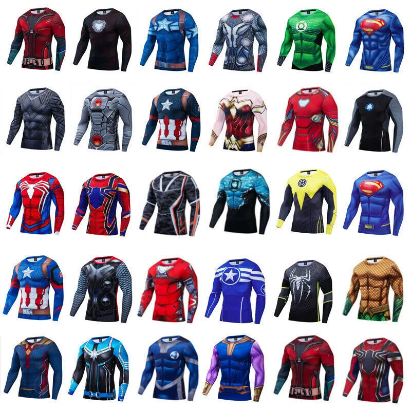 Men s T shirts Compression 3D Printed Marvel Avenger Tee Gym Tops Long Sleeve