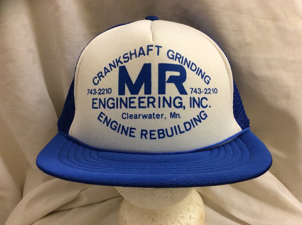 Vintage MR ENGINEERING INC Blue Trucker Hat Retro Snapback Baseball Cap