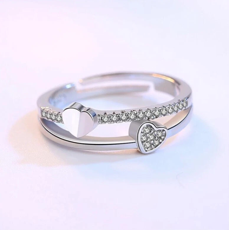 Damenring Herz mit Zirkonia Ring größenverstellbar Damen Silber 925 Geschenk - Bild 4 von 4