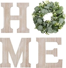 Wooden Home Sign Wall Hanging Decor Wood Home Letters for Wall Art with Artif