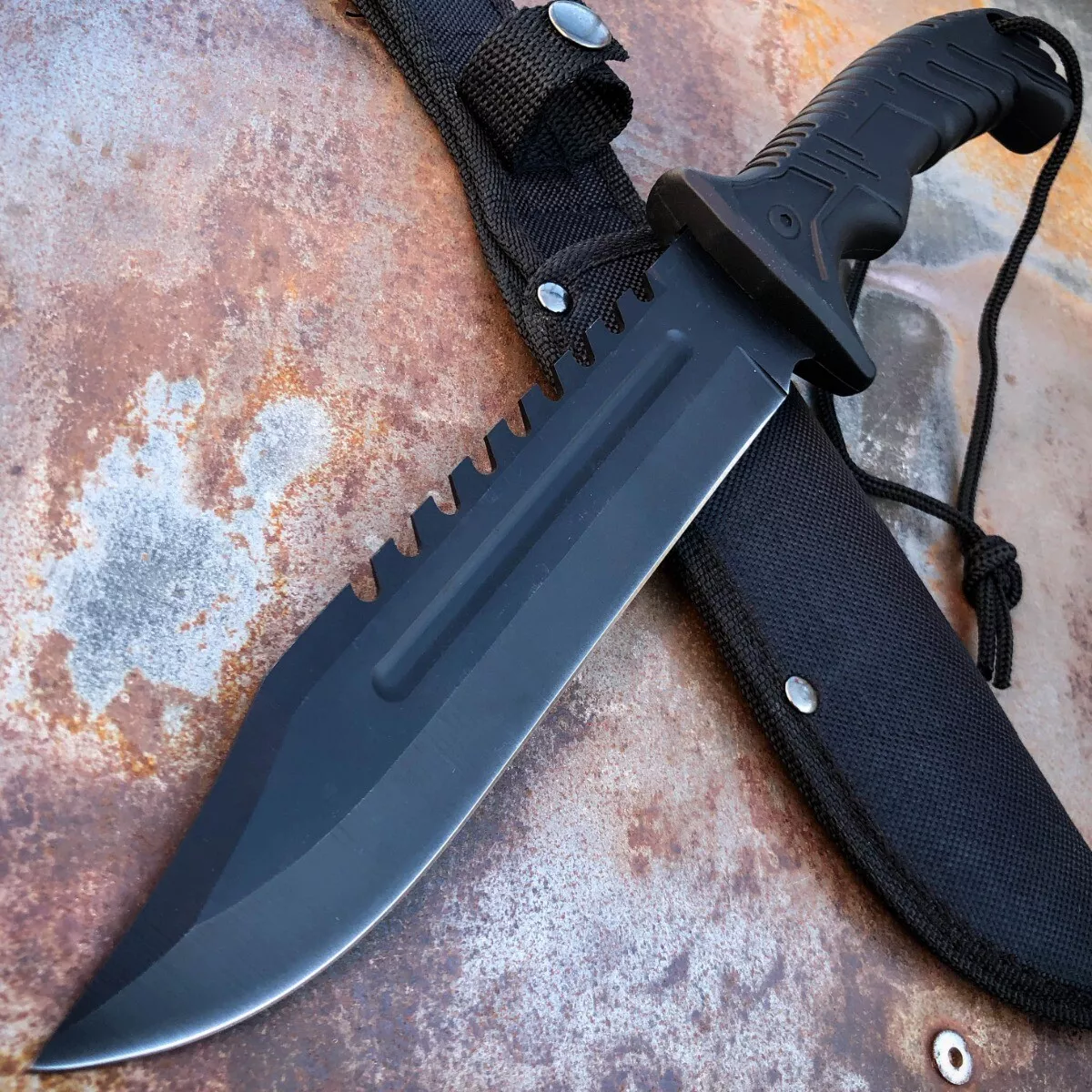 Tactical Bowie Survival hunting Black Knife Military